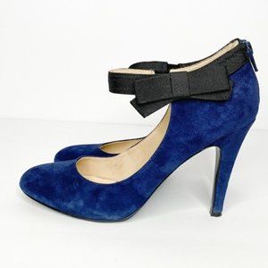 EUC Nine West Navy Heels & Black Bows